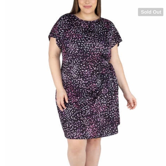 Nicole Miller Cap Sleeve Stretch Knot mini Dress Plus Sz XXL - Picture 1 of 4